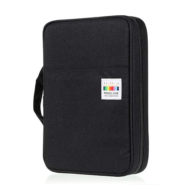 BTSKY Portable Colored Pencil Case Large Capacity Organizer for 166 Pencils or 112 Gel Pens Black Zippered Holder