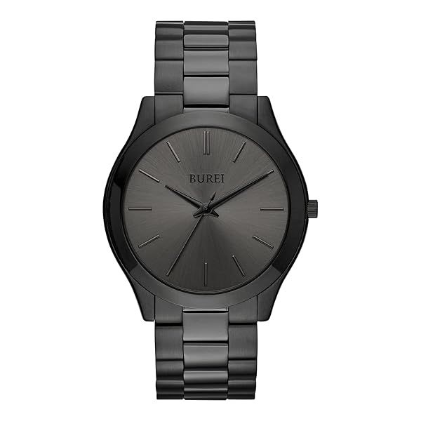 Shop BUREI Men's Minimalist Waterproof Quartz Watch - All Black Stainless Steel Business Wrist Watch