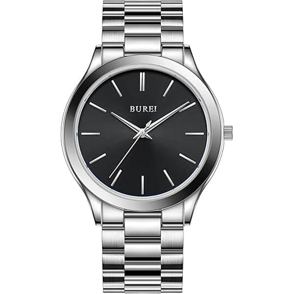 BUREI Minimalist Business Men's Waterproof Quartz Watch Stainless Steel Stylish Gift for Men