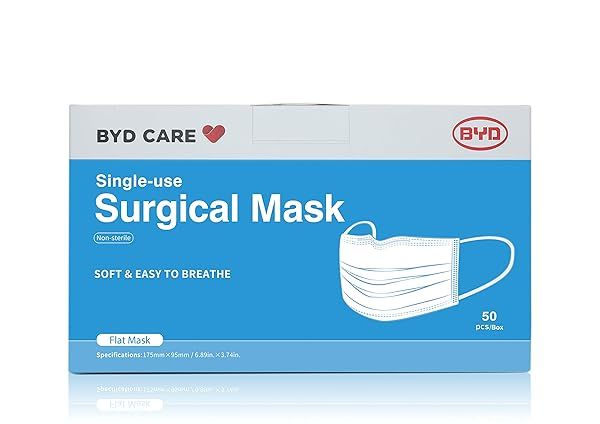 BYD CARE Level II Ear Loop Masks Non-sterile for Medical and Personal Use Pack of 50
