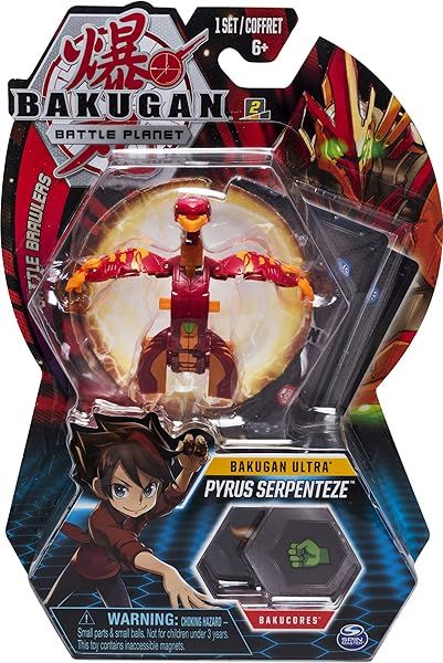Bakugan Ultra Pyrus Serpenteze 3 Inch Tall Collectible Transforming Creature for Kids Ages 6 and Up