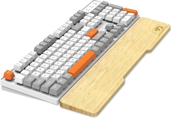 Bamboo Wrist Rest for Computer Keyboard, Ergonomic Mechanical Keyboard Wrist Pad, Hard Wrist Rest for Easy Typing Pain Relief, Anti-Slip Keyboard