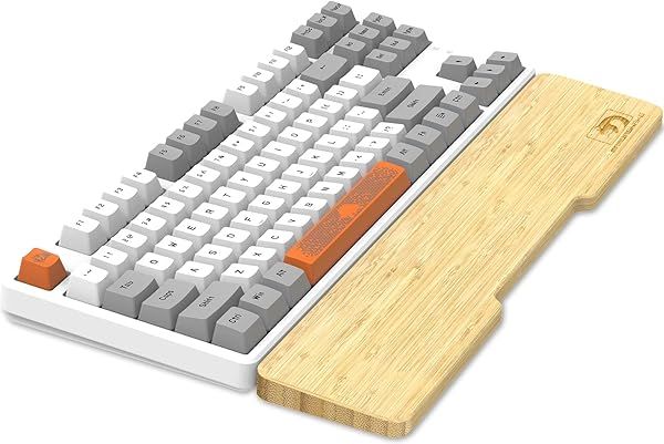 Bamboo Wrist Rest for Computer Keyboard, Ergonomic Mechanical Keyboard Wrist Pad for TKL Keyboard, Hard Wrist Rest for Pain Relief, Anti-Slip
