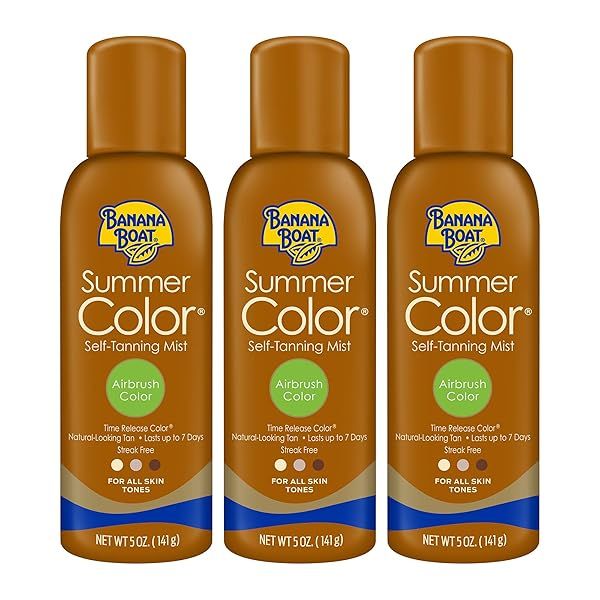 Banana Boat Self Tanning Spray - Airbrush Color for All Skin Tones, Reef Friendly, 3-Pack (5 oz) - Achieve a Flawless Tan!