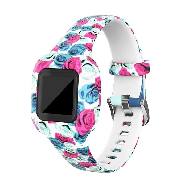 Colorful Silicone Bands for Garmin Vivofit jr 3 Kids Fitness Tracker Adjustable Replacement Wristbands for Boys and Girls Rose Floral Design