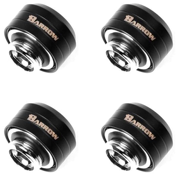 "Barrow G1/4" to 14mm Compression Fittings - Smooth Black Hard Tubing, 4-Pack"