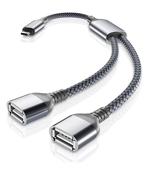 Basesailor USB C Male to Dual USB Female Cable Splitter 1FT Thunderbolt 3 Adapter for iPhone MacBook iPad Surface S24