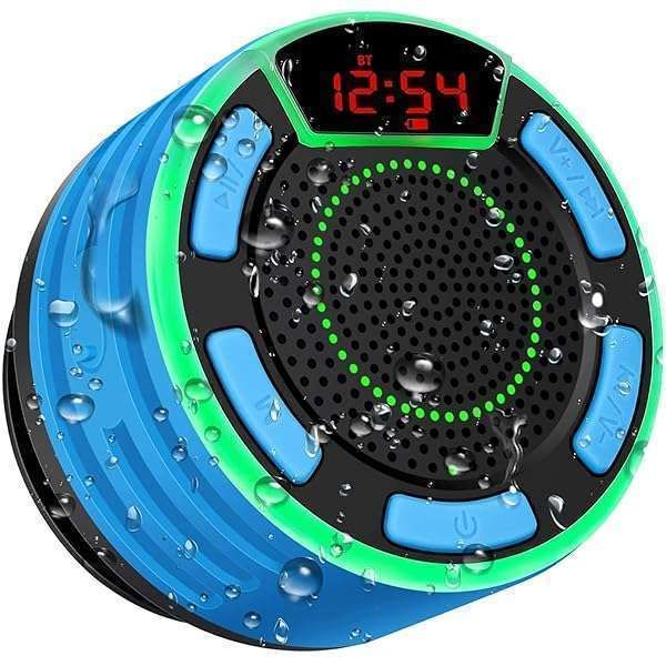 BassPal IPX7 Waterproof Bluetooth Speaker: Portable Shower Speaker with LED, FM Radio, Suction Cup & TWS for Outdoor Fun