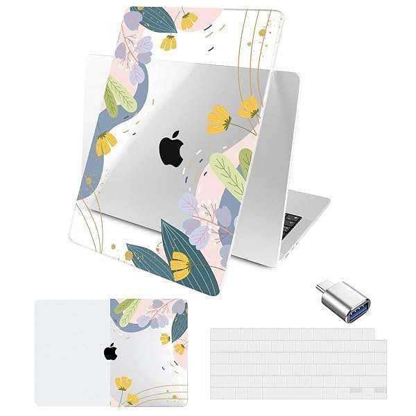 "Buy Batianda MacBook Air 13" Case 2024 M3/M2 - Hardshell Cover, Keyboard Protector & USB-C OTG Adapter - Spring Collection"