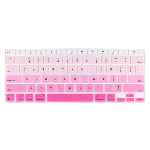 Batianda Ultra Thin Ombre Color Keyboard Cover for MacBook Air 13 Inch 2020 A2337 M1 Chip Waterproof Durable Silicone Skin Gradient Pink
