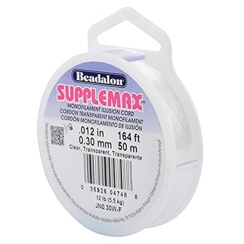 Beadalon SuppleMax Illusion Beading Cord 0.30mm Clear Monofilament - 50m for Jewelry Making