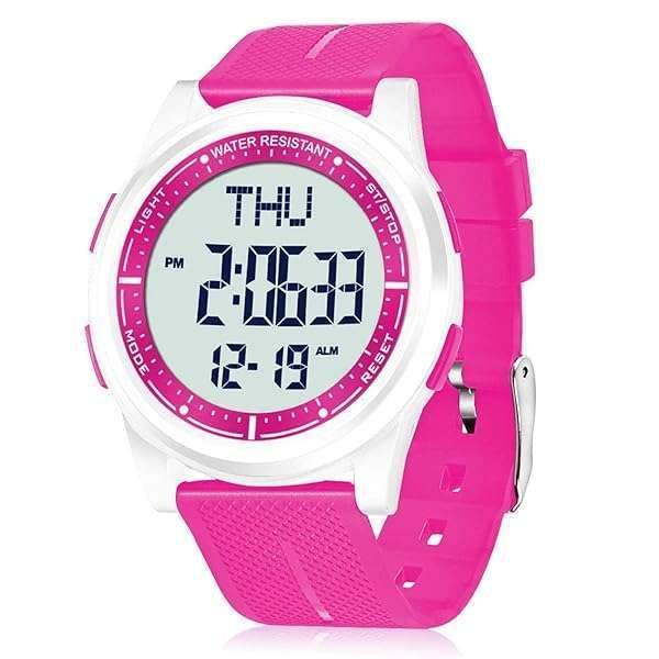 Beeasy Digital Watch Waterproof with Stopwatch Alarm Countdown Dual Time, Ultra-Thin Super Wide-Angle Display Digital Wrist Watches for Men Women