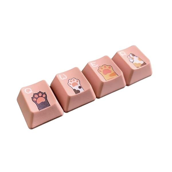 Benemate Cats Paws Keycaps 4pcs QWER Set PBT OEM Keycaps for Mechanical Gaming Keyboard USB Connectivity