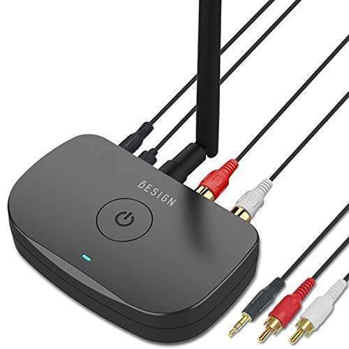 Besign BE-RCA Bluetooth Music Receiver: Long Range Wireless Adapter for Wired Speakers & Home Audio Streaming
