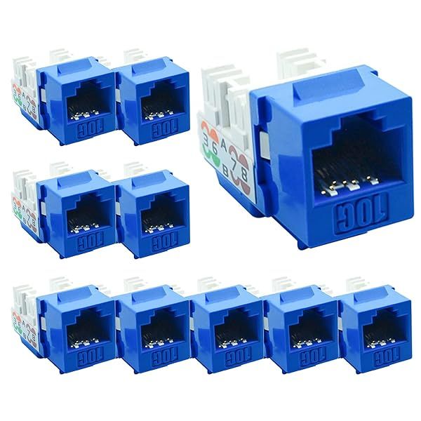 Beszin Cat6A 10G RJ45 Keystone Jack Blue 10 Pack High Performance Networking Solution