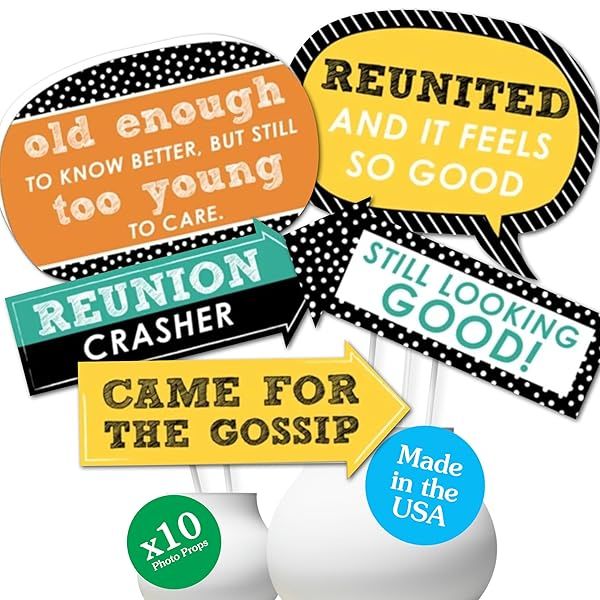 Big Dot of Happiness Class Reunion Photo Booth Props Kit - 10 Fun Decorations for Memorable Reunions