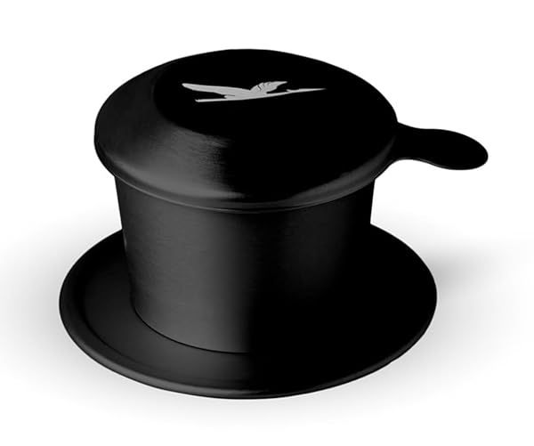 Birdee Aluminum Vietnamese Coffee Dripper Black, 6 oz, Phin Filter, Lightweight and Portable, Perfect for Ca Phe Sua Da, Home Use, Travel, and Gift