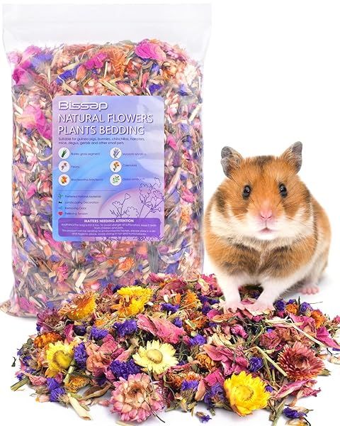 Bissap Natural Flower and Herb Hamster Bedding 300g Small Animal Habitat Decor for Hamsters Gerbils Chinchillas Mice and Degus