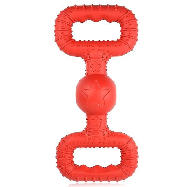 BiteKing Natural Rubber Dog Toy for Large Aggressive Chewers Tough Tug War Toy for Large Dogs Red