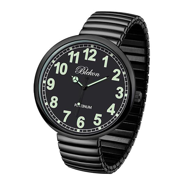 Shop Blekon Super Large Face Stretch Band Watch - Japanese Movement PC21J in Black/Luminous Style