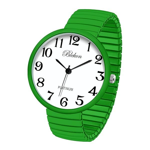 Shop Blekon Super Large Face Stretch Band Watch - Japanese Movement PC21J in Green | Trendy Fashion Timepiece