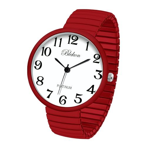 Shop Blekon Super Large Face Stretch Band Watch - Japanese Movement PC21J in Red | Fashionable & Durable Timepiece