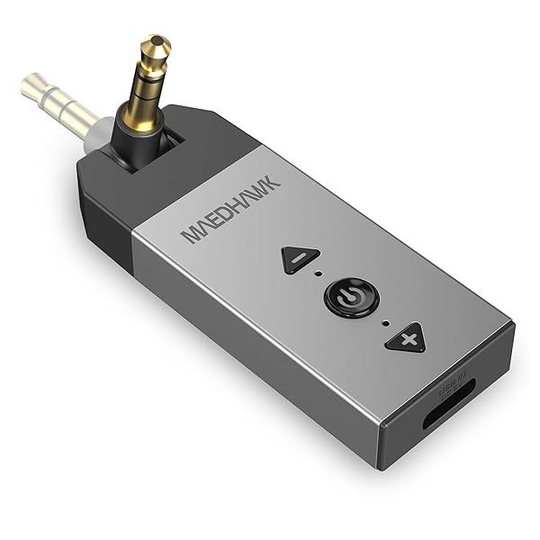 Maedhawk Bluetooth Aux Adapter for Car: 5.2 Wireless Audio Receiver with Handsfree Calls & Rotatable 3.5mm Jack