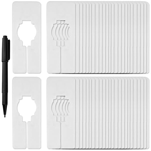 Blulu 50 Pack White Clothing Rack Dividers - Closet Organizers with Markers for Easy Size Sorting