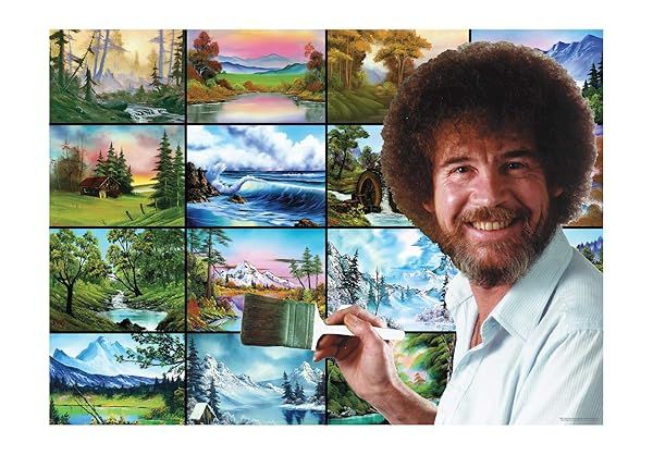 Bob Ross Nature Painting 1000 Piece Jigsaw Puzzle for Adults and Kids Interactive Brain Teaser Family Game Night 28 x 20 Inches