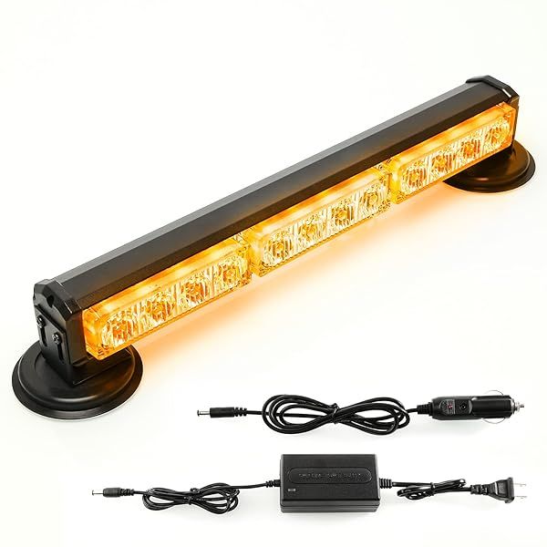 BooYu 14" Battery Powered Emergency Strobe Lights Bar for Truck Vehicle Trailer Rechargeable Roadside Wireless Rooftop Mini Hazard Flashing LED