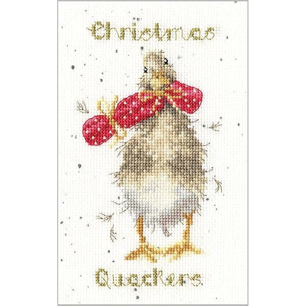 Bothy Threads Cross Stitch Christmas Card Kit Christmas Quackers for Festive Crafting and Holiday Cheer