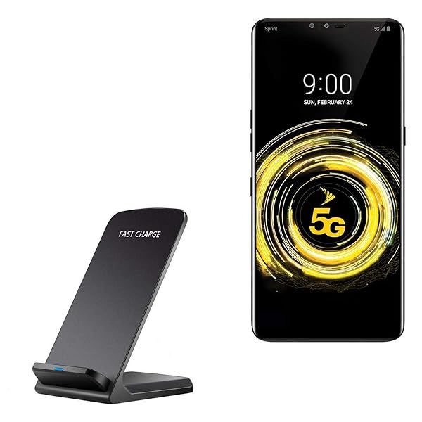 BoxWave Wireless QuickCharge Stand Charger for LG V50 ThinQ 5G 10W Jet Black Easy Cordless Charging Solution