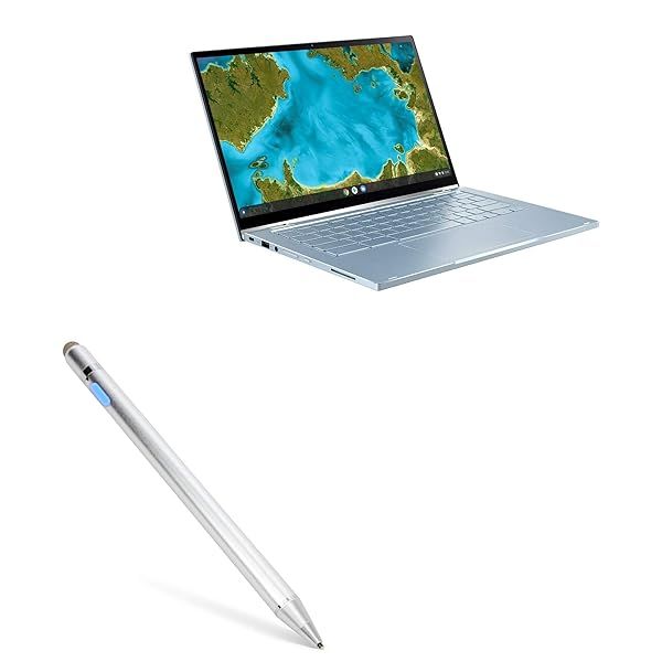 BoxWave Stylus Pen for ASUS Chromebook Flip C433 AccuPoint Active Stylus with Ultra Fine Tip Metallic Silver