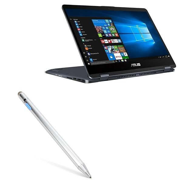 BoxWave Stylus Pen for ASUS VivoBook Flip 14 AccuPoint Active Stylus with Ultra Fine Tip Metallic Silver