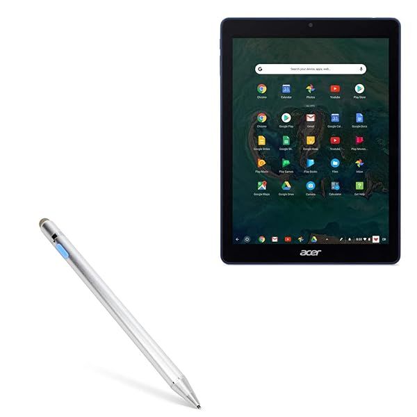 BoxWave Stylus Pen for Acer Chromebook Tab 10 Ultra Fine Tip Electronic Stylus in Metallic Silver