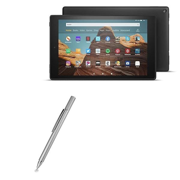 BoxWave Stylus Pen for Amazon Fire HD 10 9th Gen 2019 FineTouch Capacitive Super Precise Metallic Silver