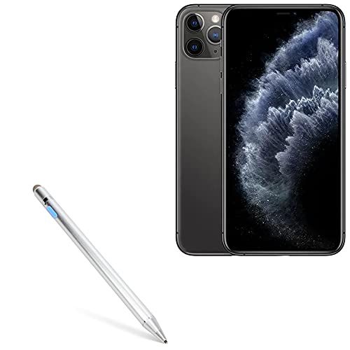 BoxWave Stylus Pen for Apple iPhone 11 Pro Max AccuPoint Active Stylus with Ultra Fine Tip in Metallic Silver