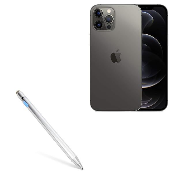 BoxWave Stylus Pen for Apple iPhone 12 Pro Max AccuPoint Active Stylus with Ultra Fine Tip in Metallic Silver