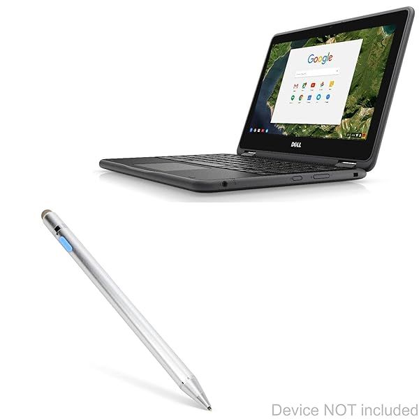 BoxWave Stylus Pen for Dell Chromebook 3189 Education 2-in-1 AccuPoint Active Stylus with Ultra Fine Tip Metallic Silver