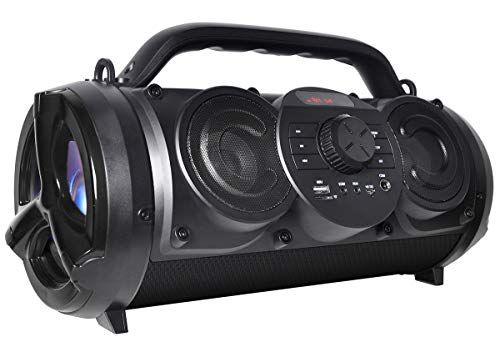 Boytone BT-18BK Portable Bluetooth Boombox: 80W Loud Sound, Deep Bass, 9H Playtime, FM, USB & LED Light