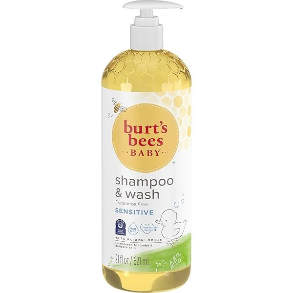 Burt's Bees Baby Sensitive Shampoo & Wash - Fragrance Free, Tear Free, 98.9% Natural, Pediatrician Tested - 21 Fl Oz
