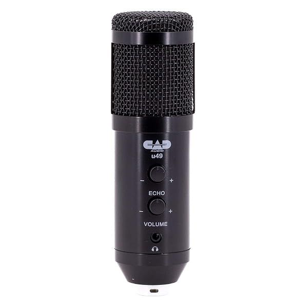 CAD Audio U49 USB Studio Microphone: Large Format, Headphone Monitor & Echo - Black