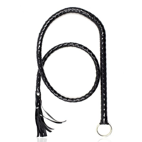 CALIDAKA Handmade Faux Leather Black Whip Costume Accessory for Equestrian Racing Cosplay Stage Performance