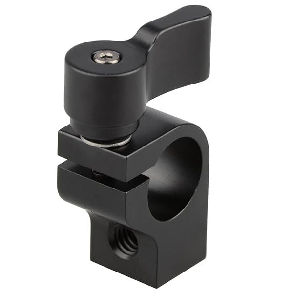 "CAMVATE 15mm Single Rod Clamp for DSLR Rail System - 1/4"-20 Screw Holes (Black) - Perfect Camera Accessory"