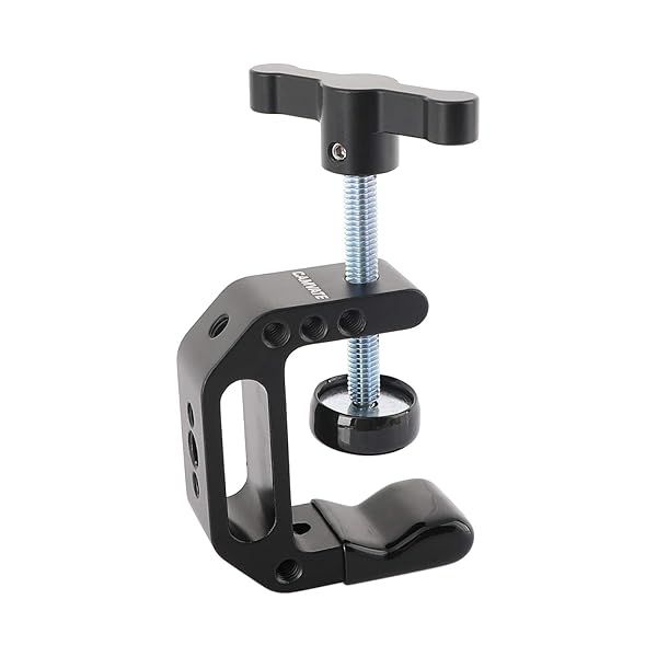 CAMVATE C-Clamp with 1/4 and 3/8 Thread Hole for Camera Monitor Black T-Handle Durable and Versatile Mounting Solution