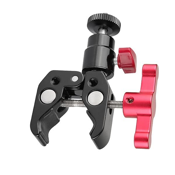 CAMVATE Super Clamp Articulated Mini Ball Head Mount with 1/4-20 Screw for DSLR Camera DIY Accessories Red