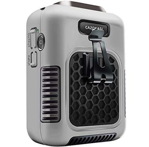 CAZOKASI 2023 Upgrade Wearable Waist Clip Fan: 6000mAh, 24H Cooling & Heatstroke Prevention - Portable Personal Fan (Gray)