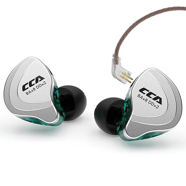 CCA C10 In Ear Monitor Headphone 10 Hybrid Drivers Wired Earbud HiFi IEM Earphones Stereo Noise Isolating Detachable Cable for Musicians
