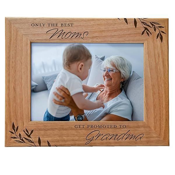CEDAR CRATE MARKET Best Moms Get Promoted to Grandma Engraved Wood Photo Frame Fits 5x7 Horizontal Perfect Gift for Mothers Day