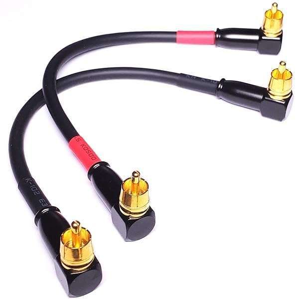 CESS-137-6i Right Angle RCA to RCA Preamp Jumpers - 2 Pack Male to Male Patch Cable (6 Inches)